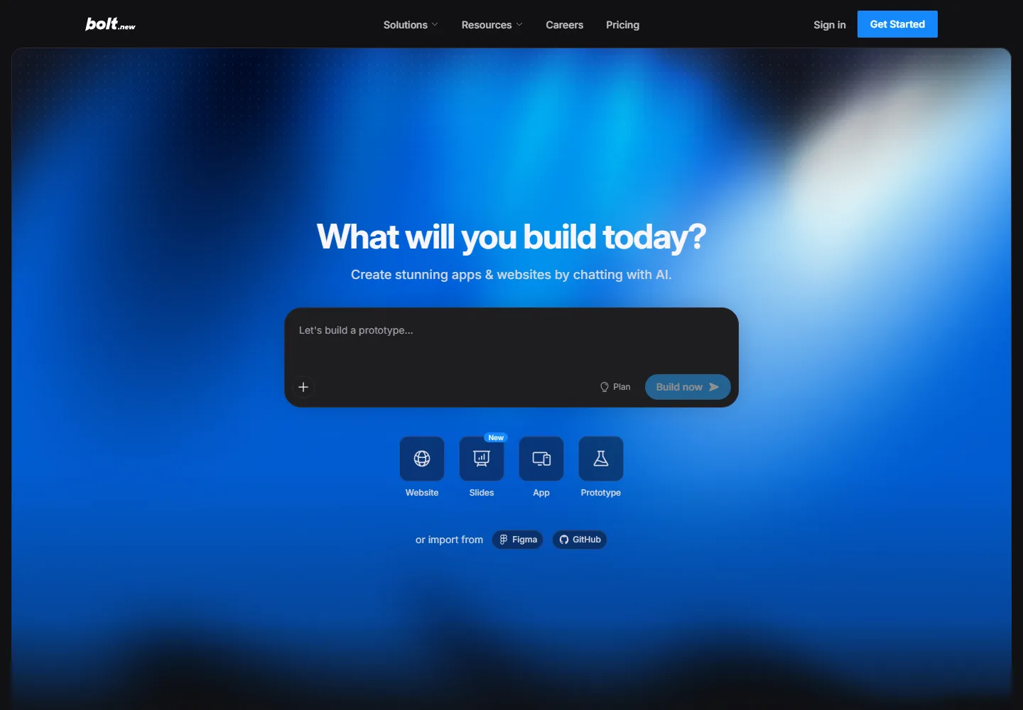 Bolt landing page